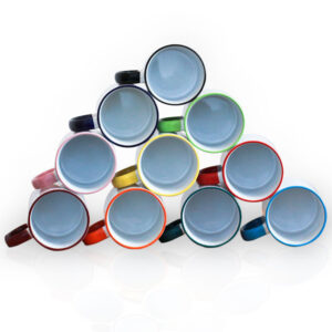 Gekleurde rand en oor mok