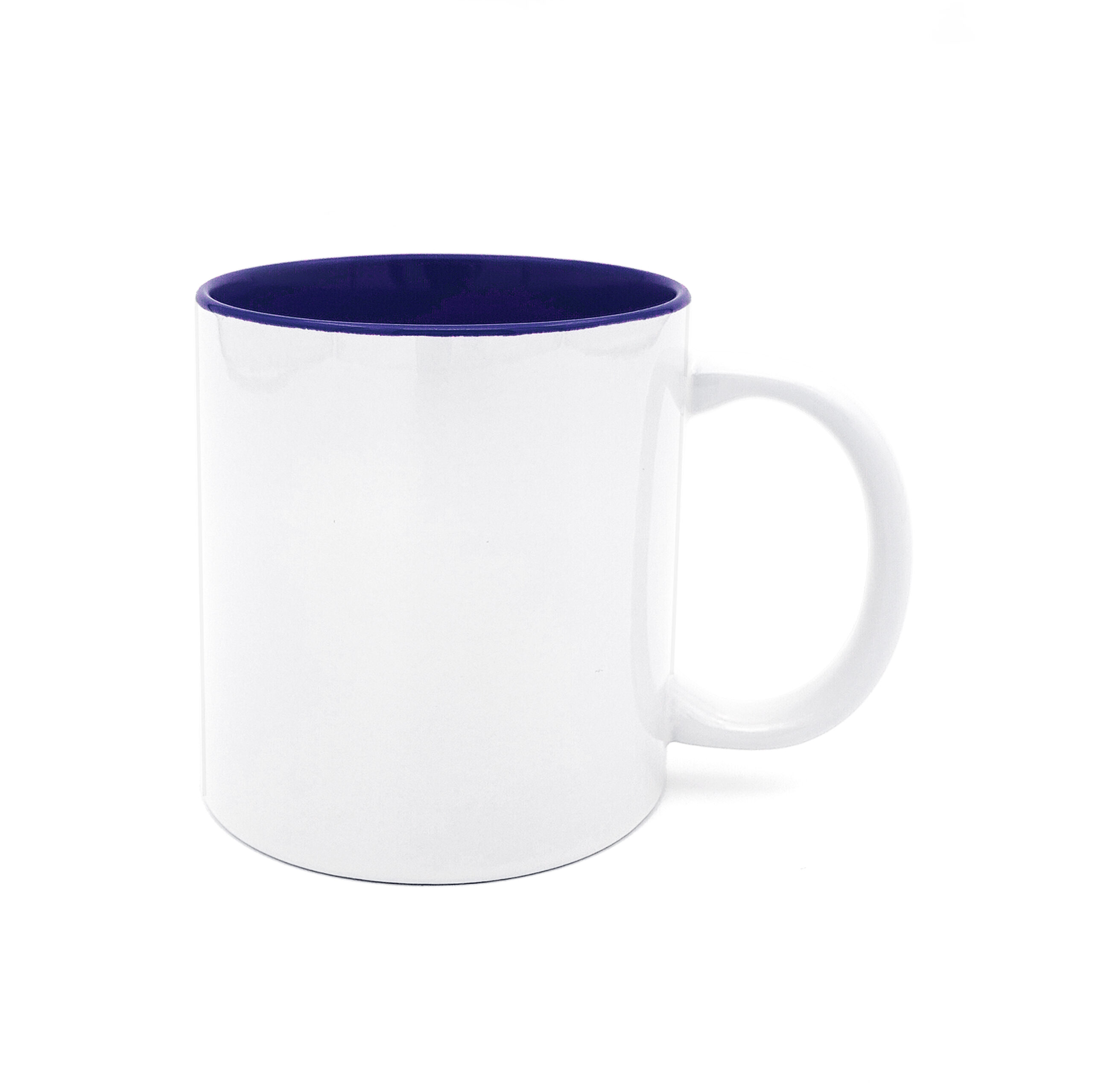 Donkerblauwe navy gekleurde binnenkant mok met jouw logo bedrukken